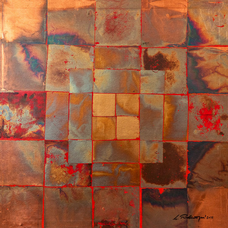 "Druck 'Silber-Kupfer-Oxidation', Größe 60 x 60cm"