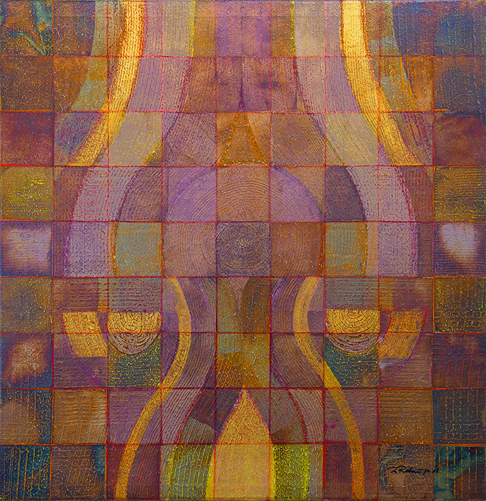 "Druck 'Kammzug gold-silber Oxi', Größe 60 x 60cm"