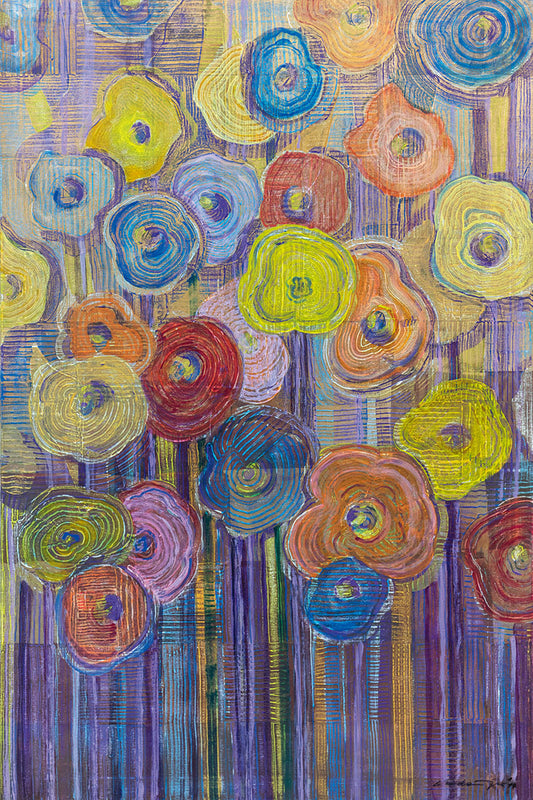 "Druck 'Blumen Acryl Kammzug', Größe 60 x 90cm"