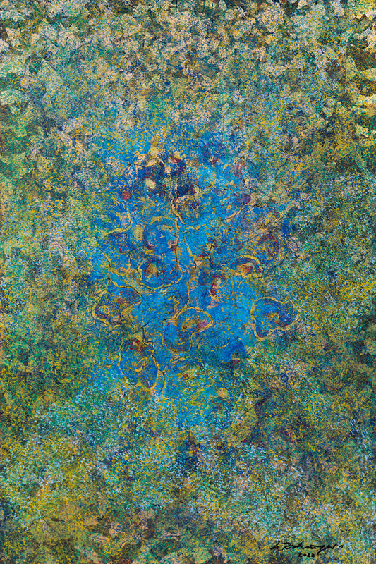 "Druck 'Blumen auf Goldgrund', Größe 60 x 90cm"