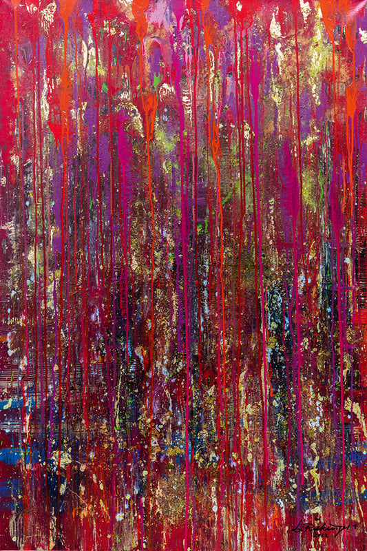"Druck 'Komposition in rot und gold', Größe 60 x 90cm"