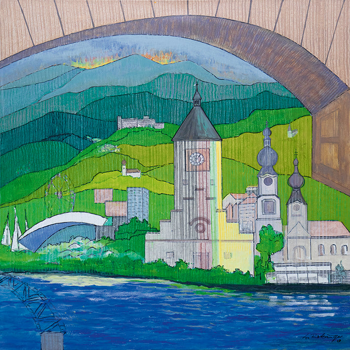 "Druck 'Stadt Deggendorf', Größe 80 x 80cm"