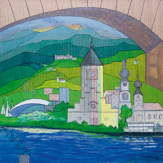 "Druck 'Stadt Deggendorf', Größe 80 x 80cm"