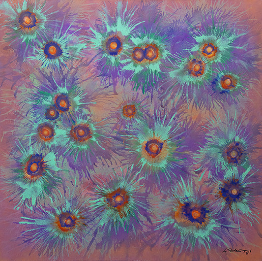 "Druck 'Acryl Disteln', Größe 80 x 80cm"
